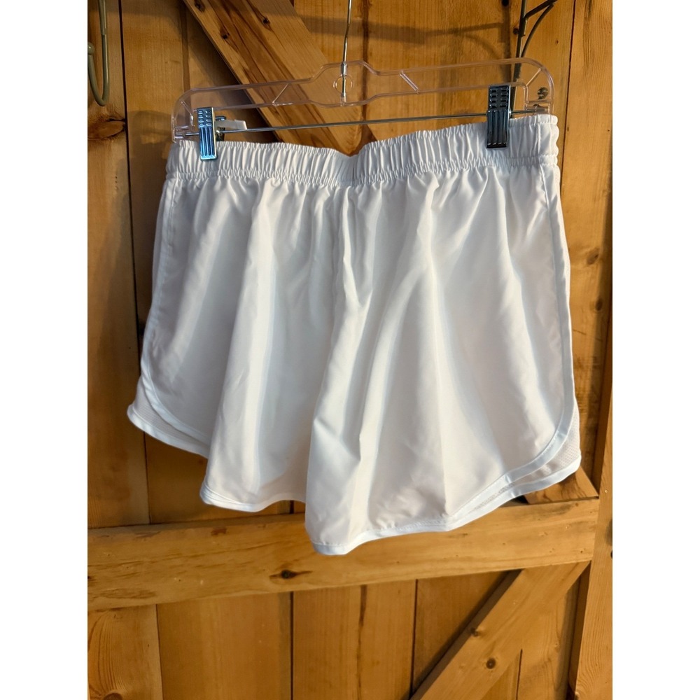Nike Womens Running Shorts White Dri-Fit‎ Athletic Gym Workout L NWT's